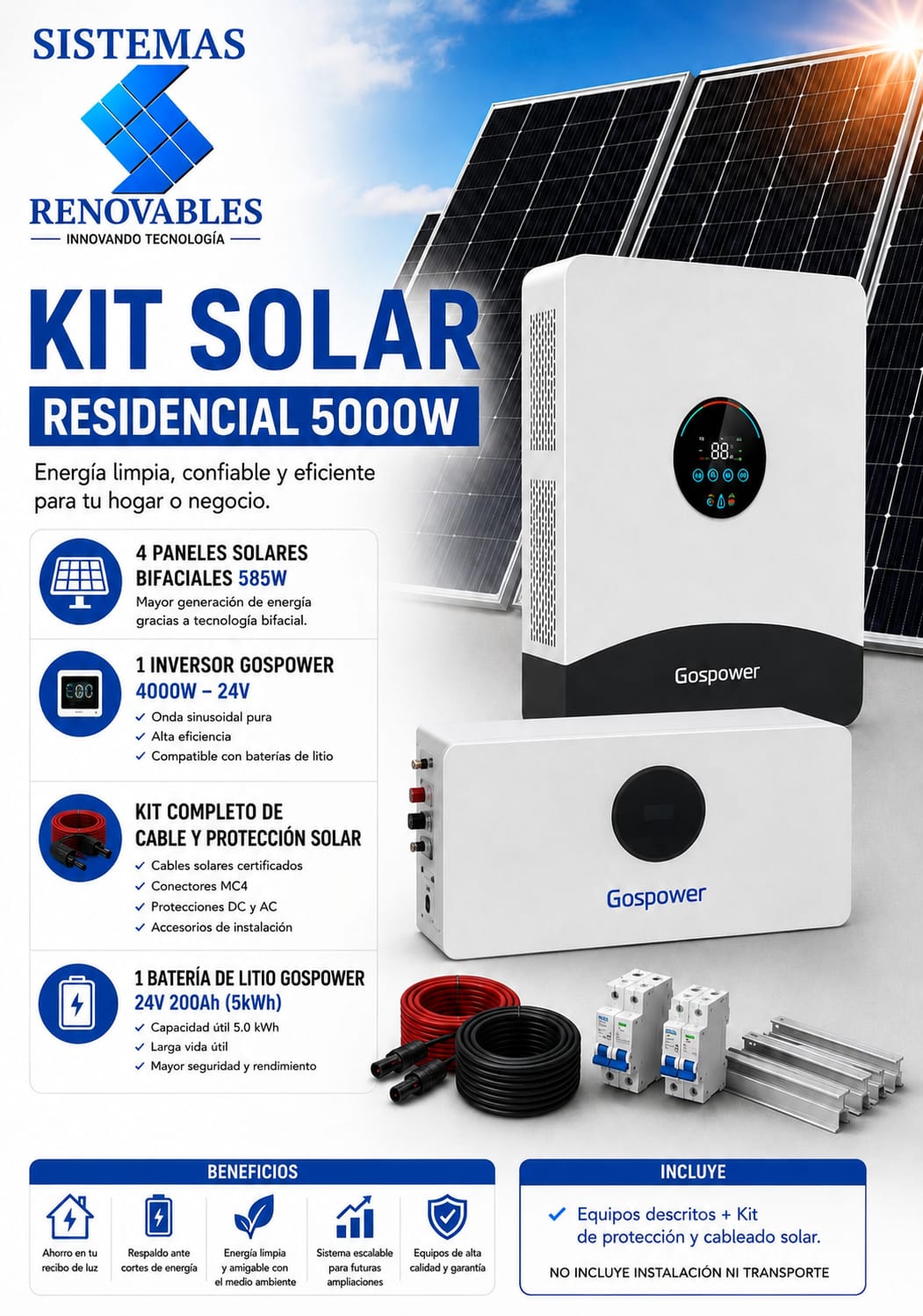 KIT SOLAR 5KWH  HOGAR