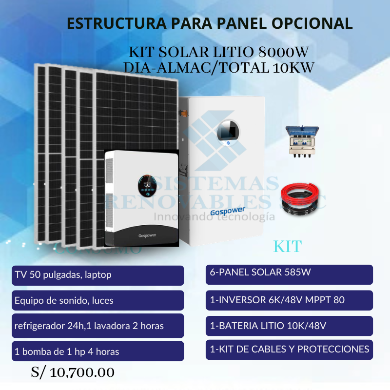 KIT SOLAR LITIO 8000W DIA-ALMAC/TOTAL 10KW