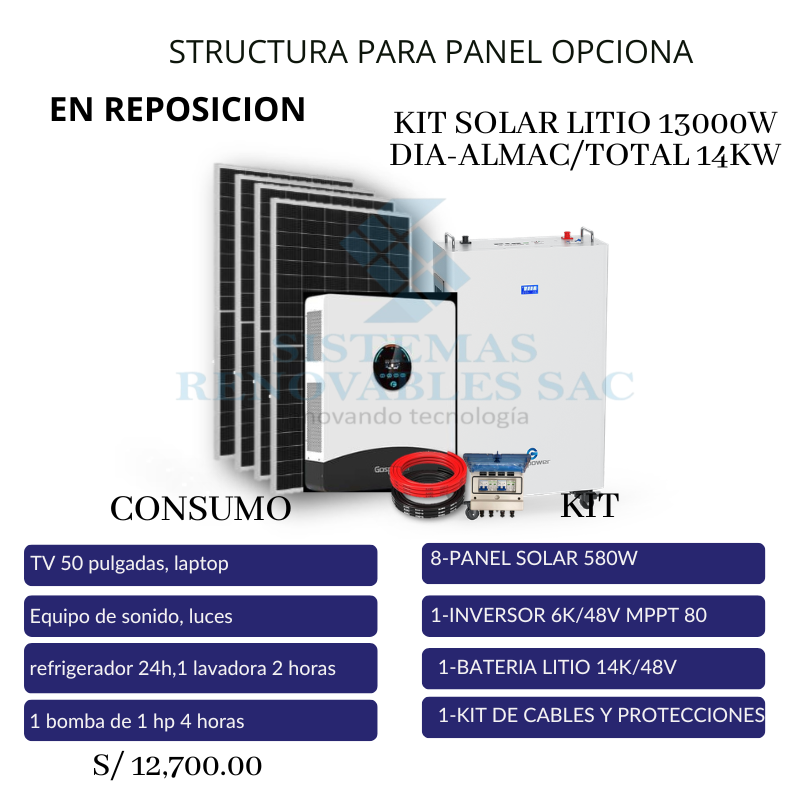 KIT SOLAR LITIO 13000W DIA-ALMAC/TOTAL 14KW