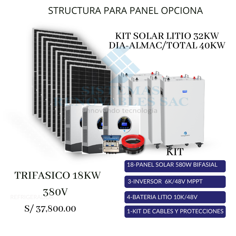 KIT SOLAR LITIO 32KW DIA-ALMAC/TOTAL 40KW