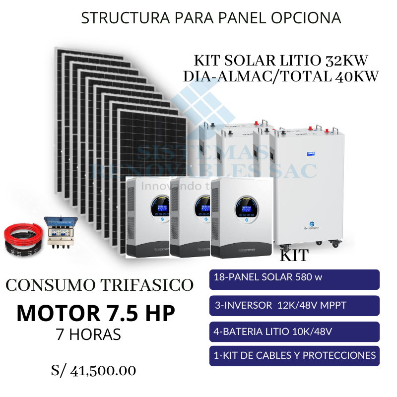 KIT SOLAR LITIO 32KW DIA-ALMAC/TOTAL 40KW