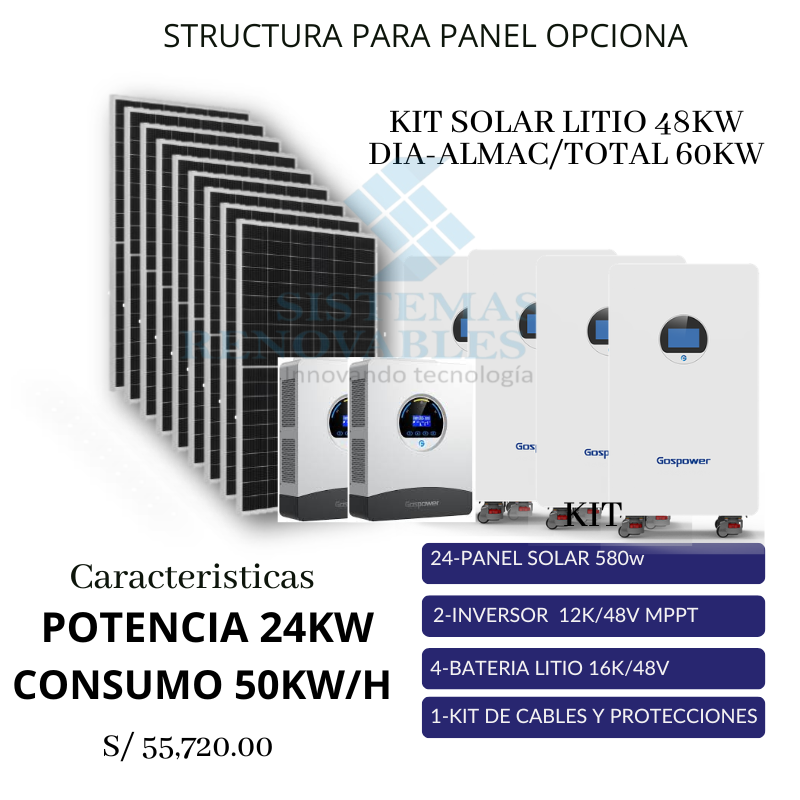 KIT SOLAR LITIO 48KW DIA-ALMAC/TOTAL 60KW