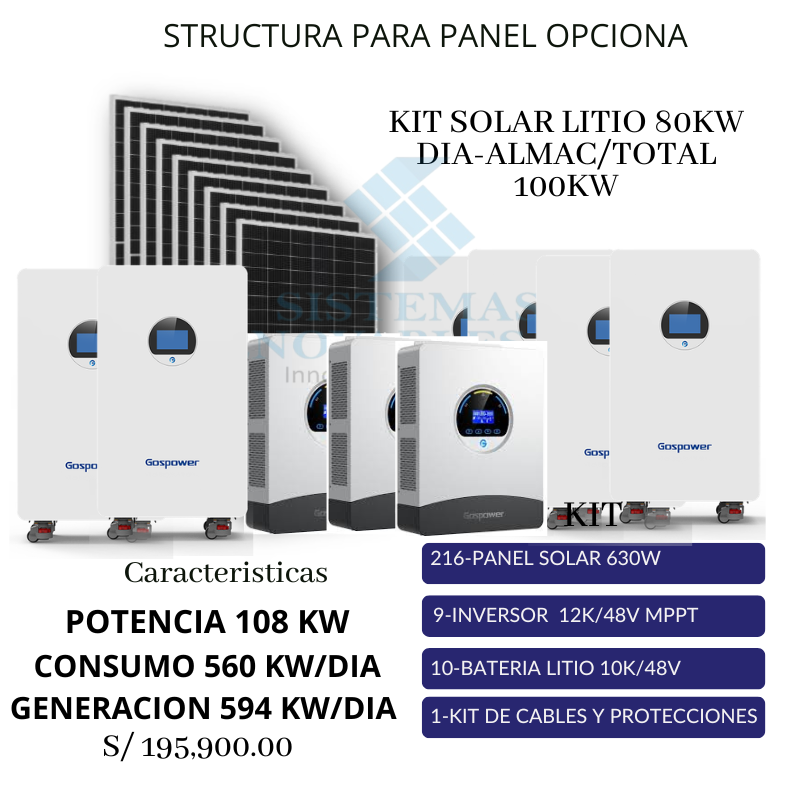 KIT SOLAR LITIO 80KW DIA-ALMAC/TOTAL 100KW